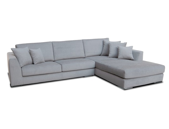 CITY - Canapé tissu Monaco méridienne droite tissu gris clair