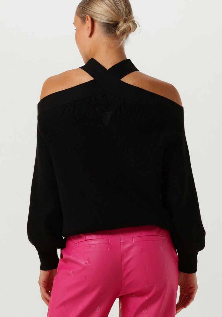 ALIX THE LABEL zwarte alix the label top fancy neck pullover