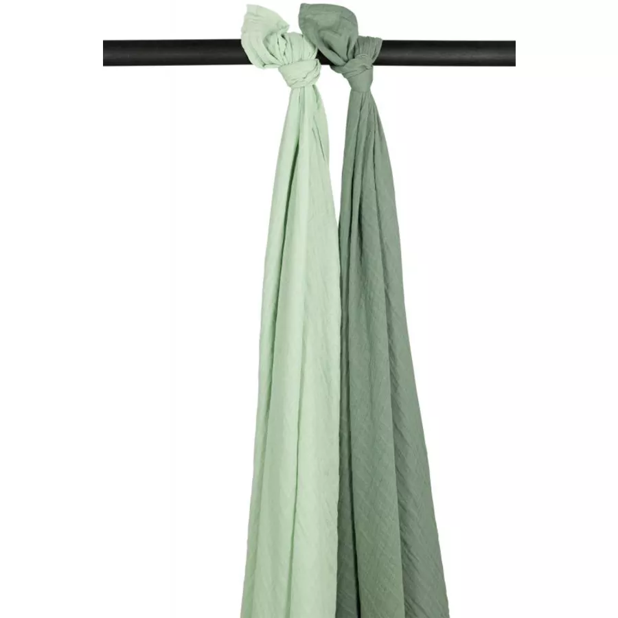 MEYCO Musselin Swaddle 2er-Pack Uni Soft GreenForest Green