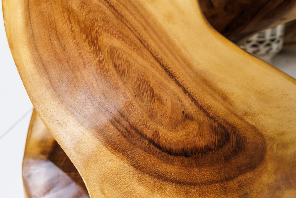 Skulp­tu­raler Beistelltisch ARTE 35cm natur Suarholz rund handmade in Bali Sitzhocker