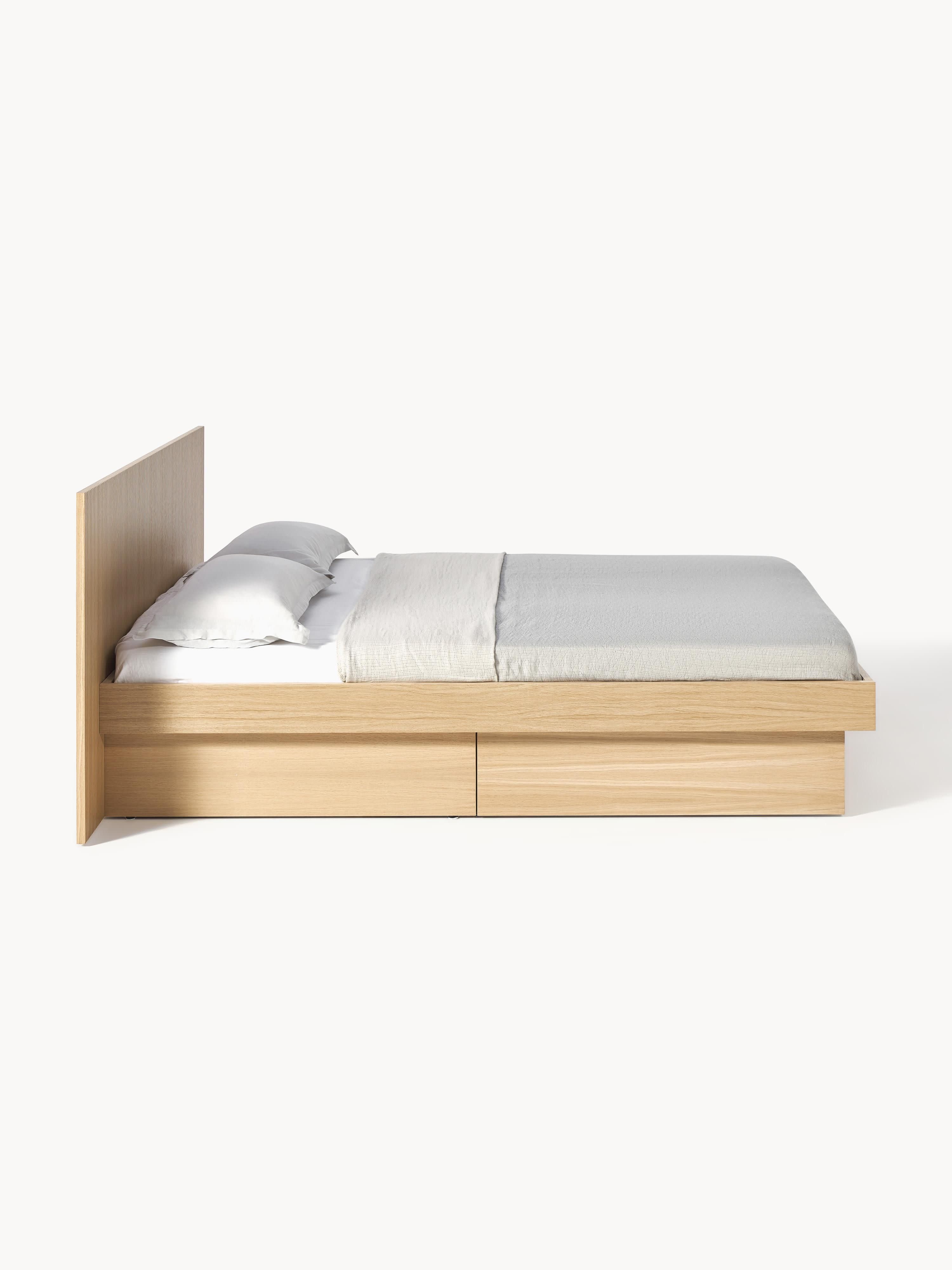 Houten bed Sato met lades en hoofdeinde