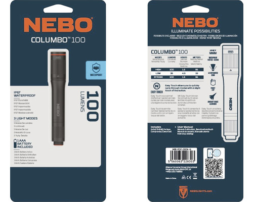 LED zaklamp Penlight NEBO Columbo 100 lm 6000 K aluminium