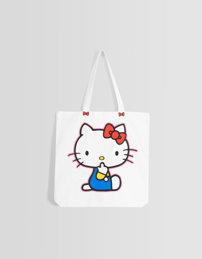 Bolsa de tecido estampada com Hello Kitty