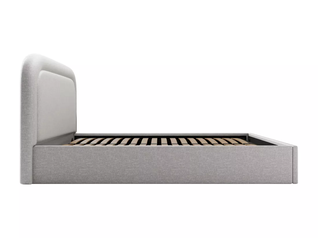 Lit coffre 140 x 190 cm - Tissu chiné - Gris clair - FIREZA