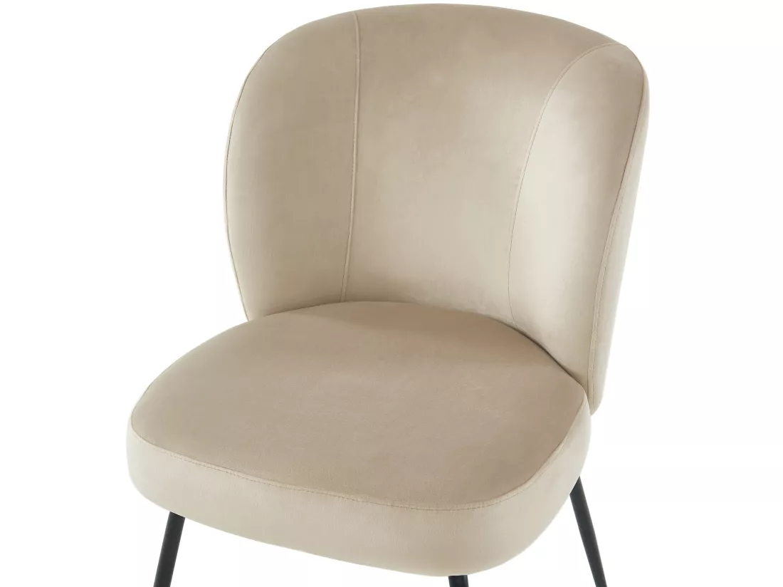 Lot de 6 chaises en velours et métal - Beige - POLPONA