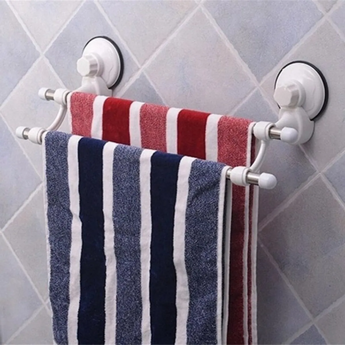 Universal Double barre de porte-serviettes ABS blanc