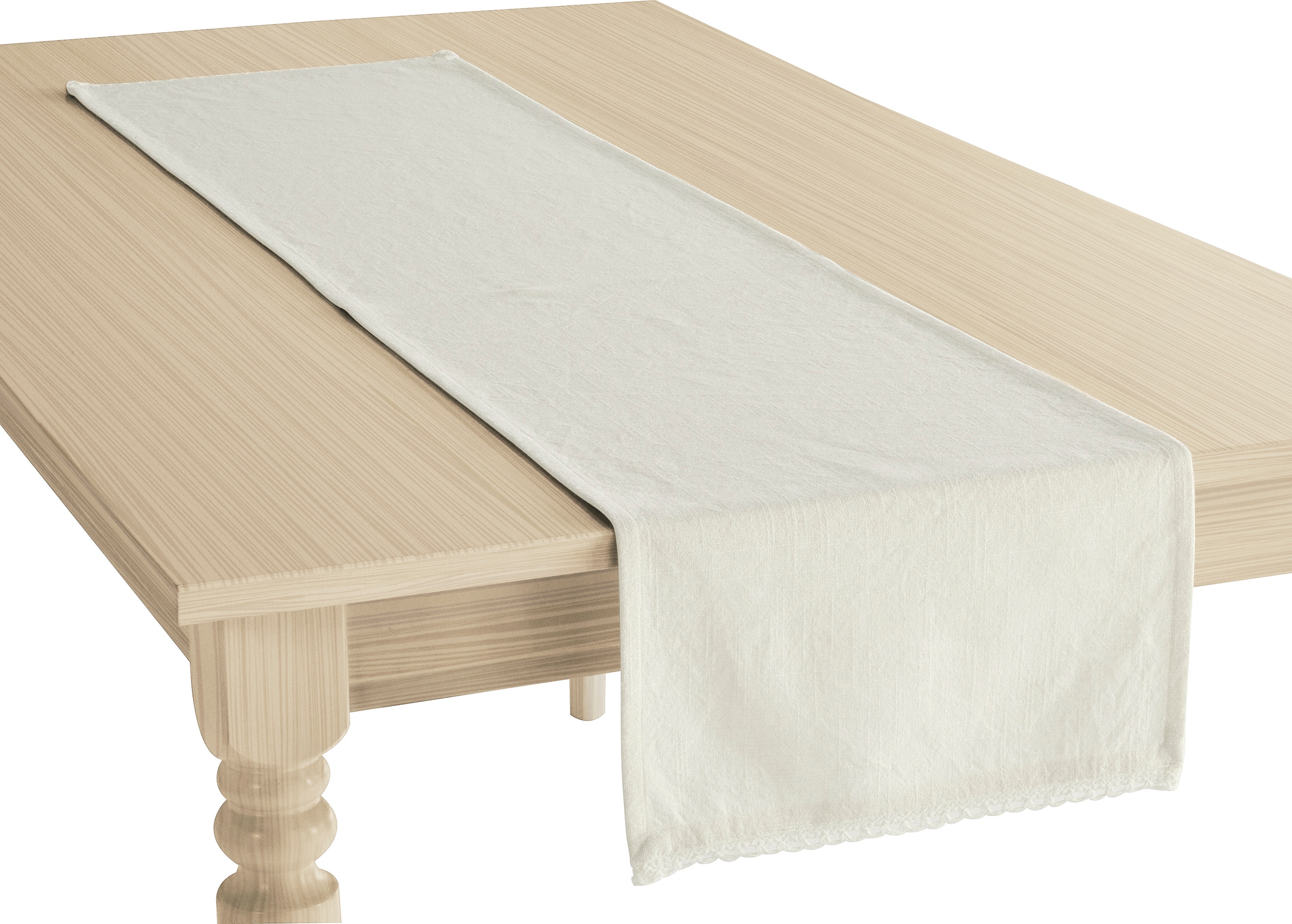 GOODproduct Tischläufer »Elyna« uni, mit schöner Spitze, weiche Haptik, leicht strukturiert, 150x35cm