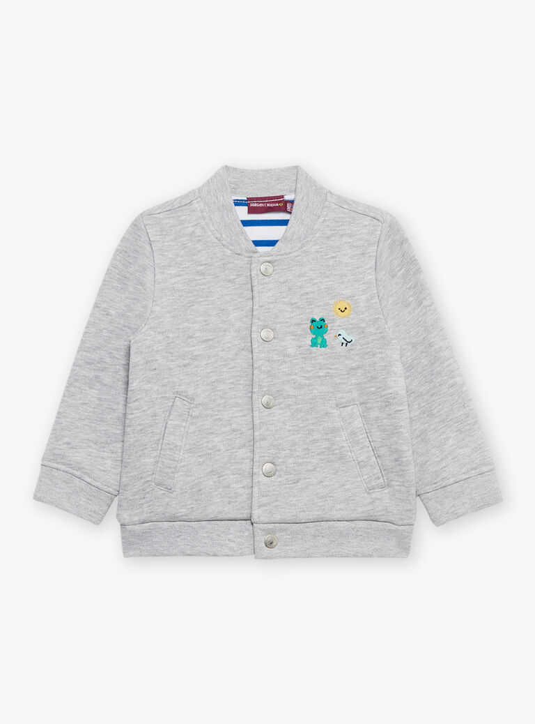 Gilet gris chiné en molleton