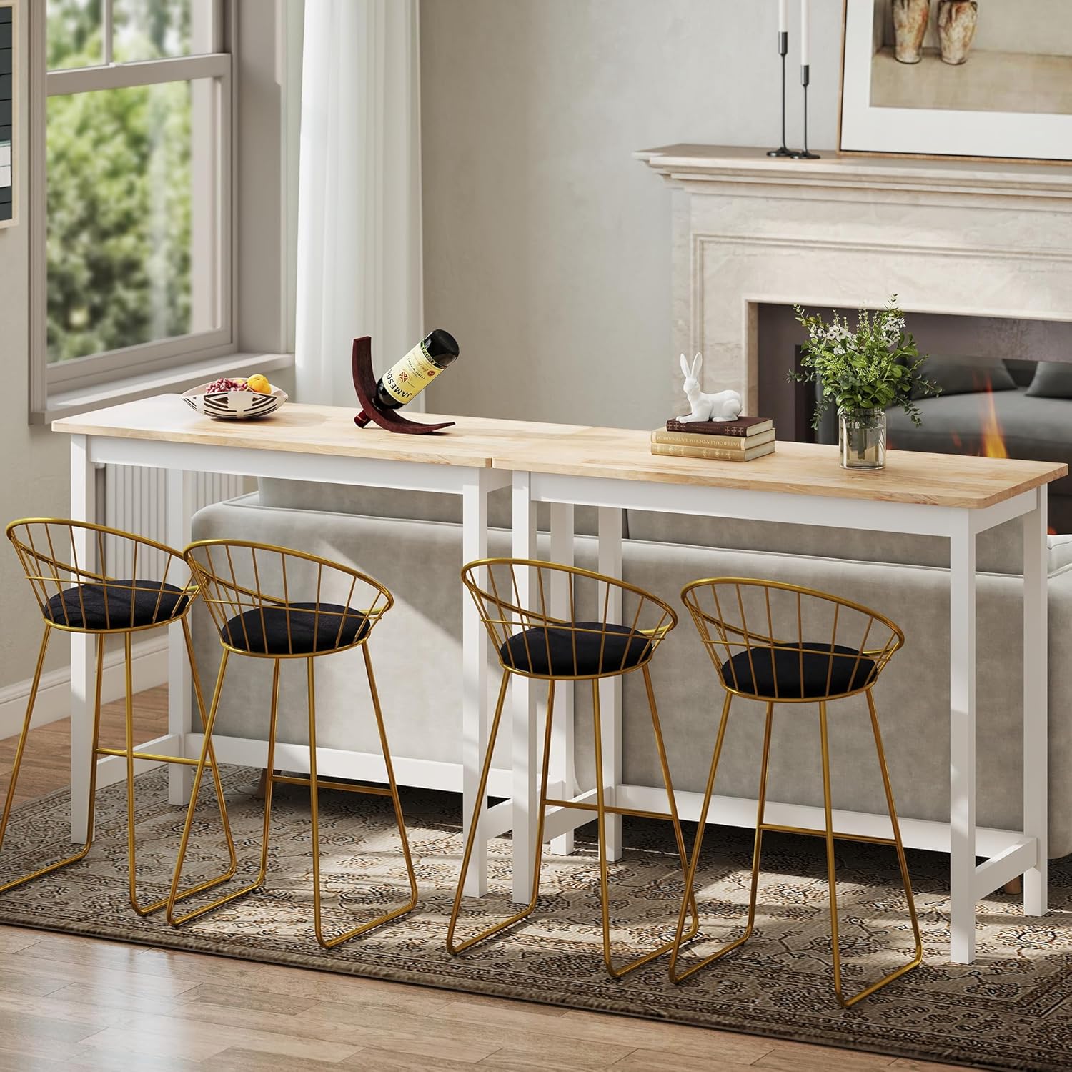 HOMCOM Bartisch Stehtisch mit Holzoptik, Küchentisch aus Massivholz für kleine Räume, Wohnzimmer, Esszimmer, 108 x 48 x 91 cm Eiche