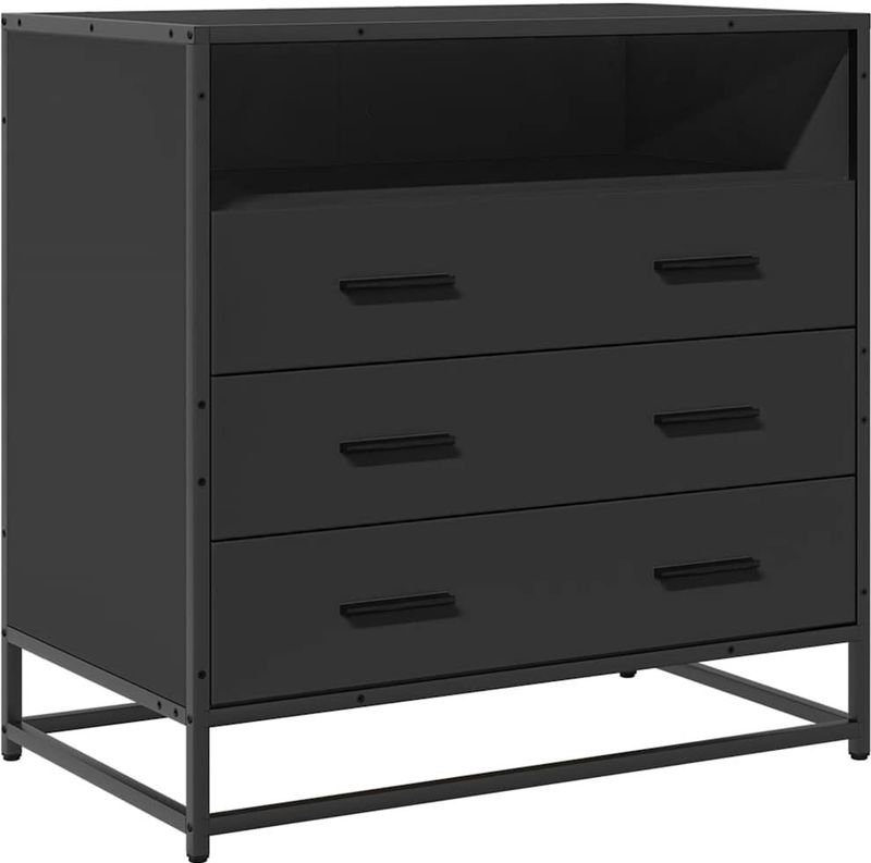 vidaXL - Ladekast - Zwart - Bewerkte Hout - 3 Lades
