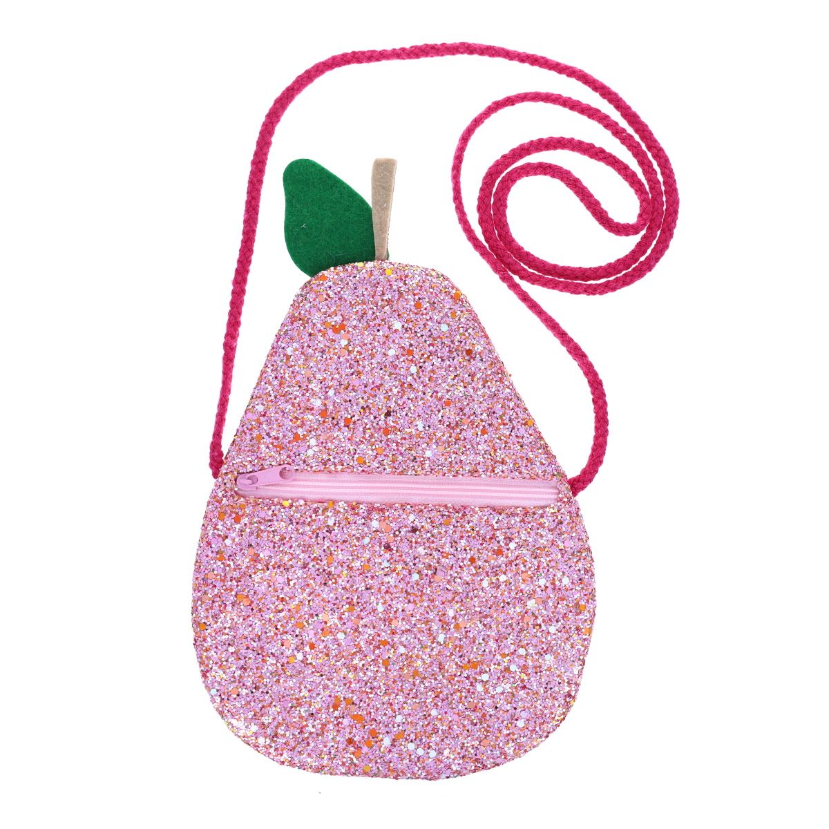 Sac bandoulière poire rose à paillettes - Dans mon jardin Roodoudou