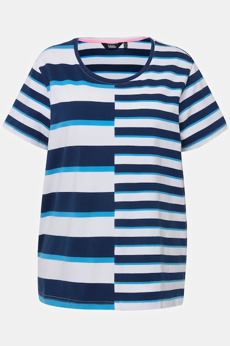 T-Shirt, Streifenmix, Relaxed, Rundhals, Halbarm