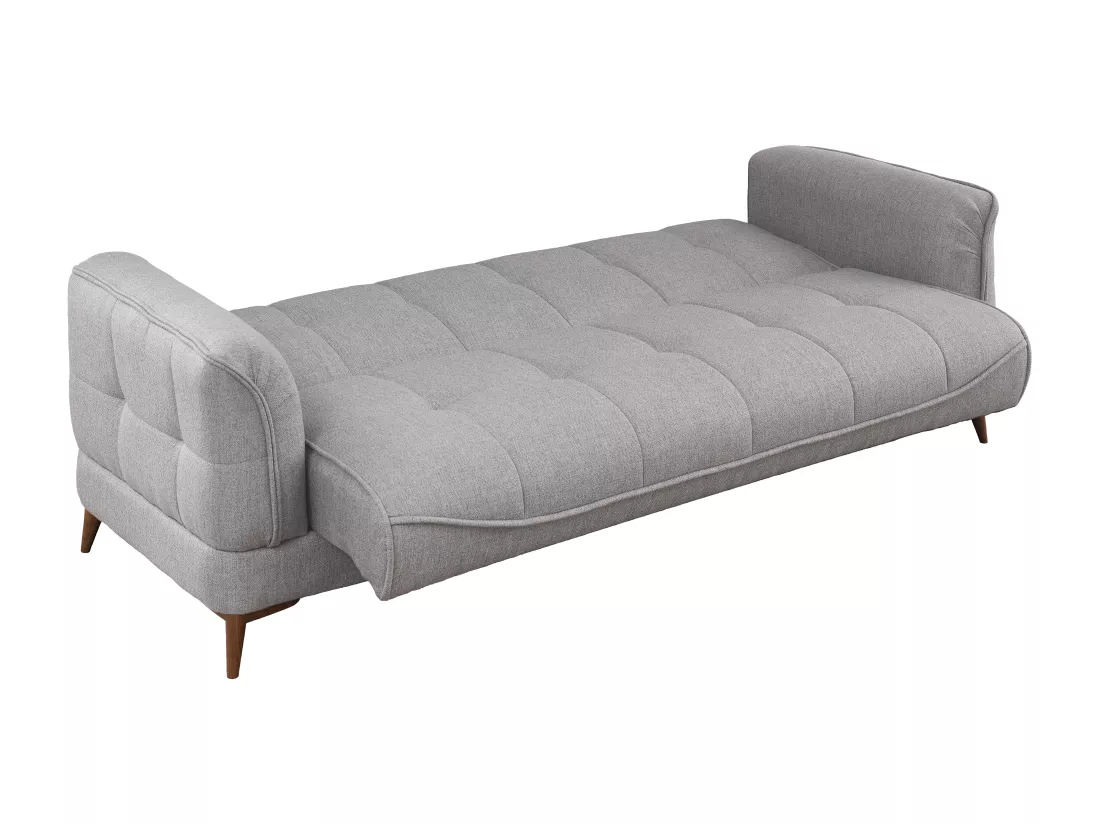 Canapé 3 places convertible clic-clac en tissu gris PODIDA