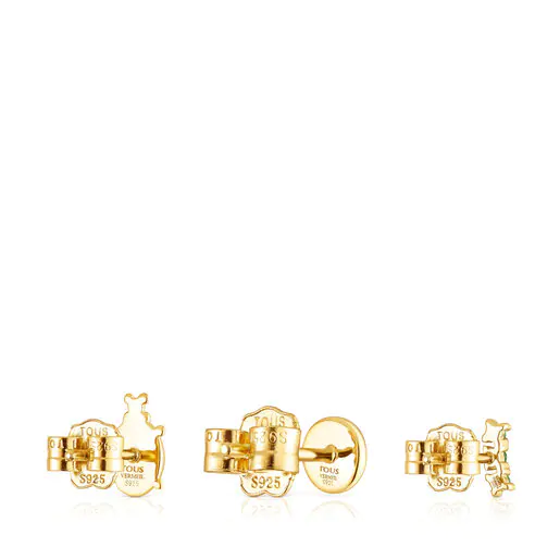Brincos Virtual Garden banhados a ouro 18k sobre prata, sodalita e diópsido de cromo.