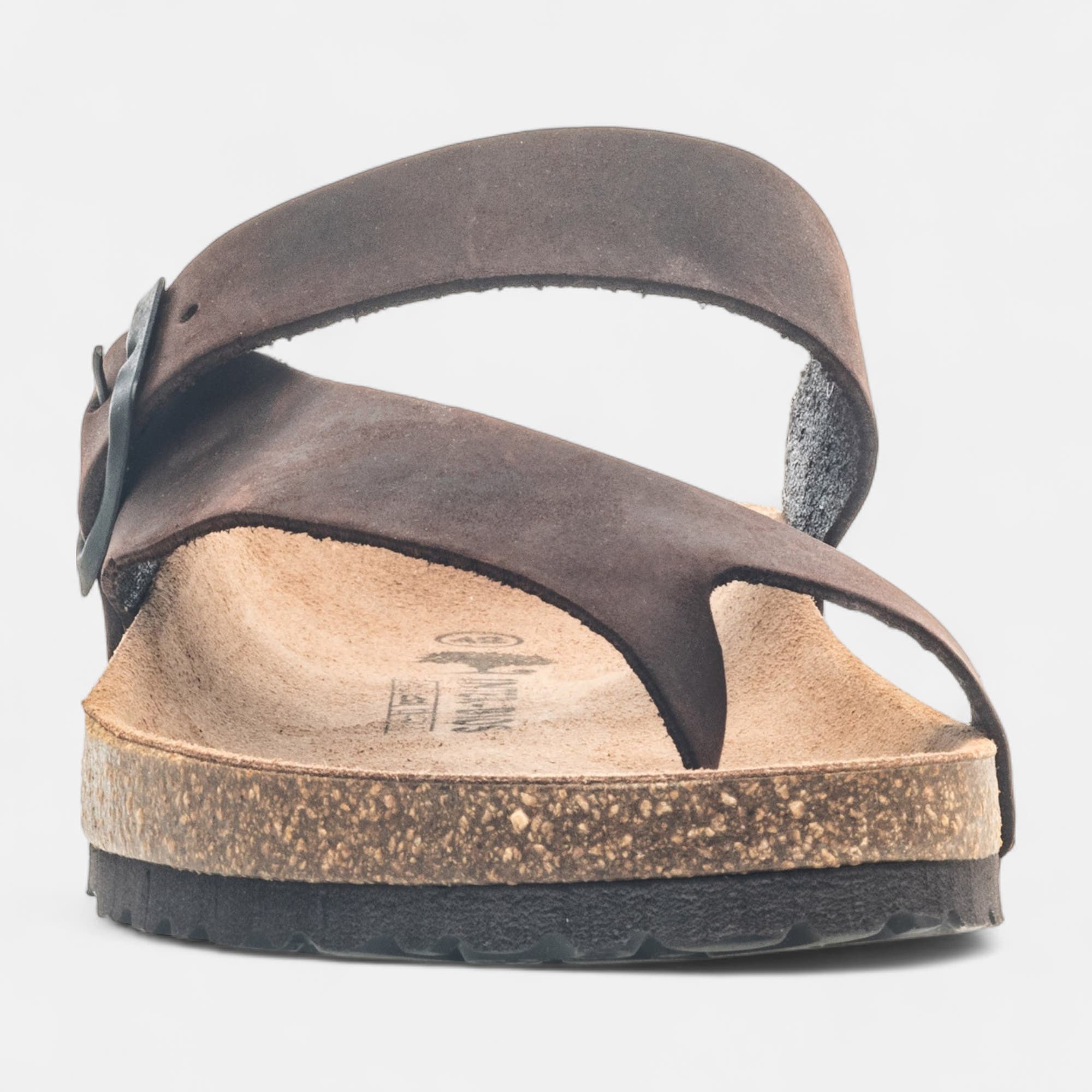 Mules semelle liège Homme en cuir marron