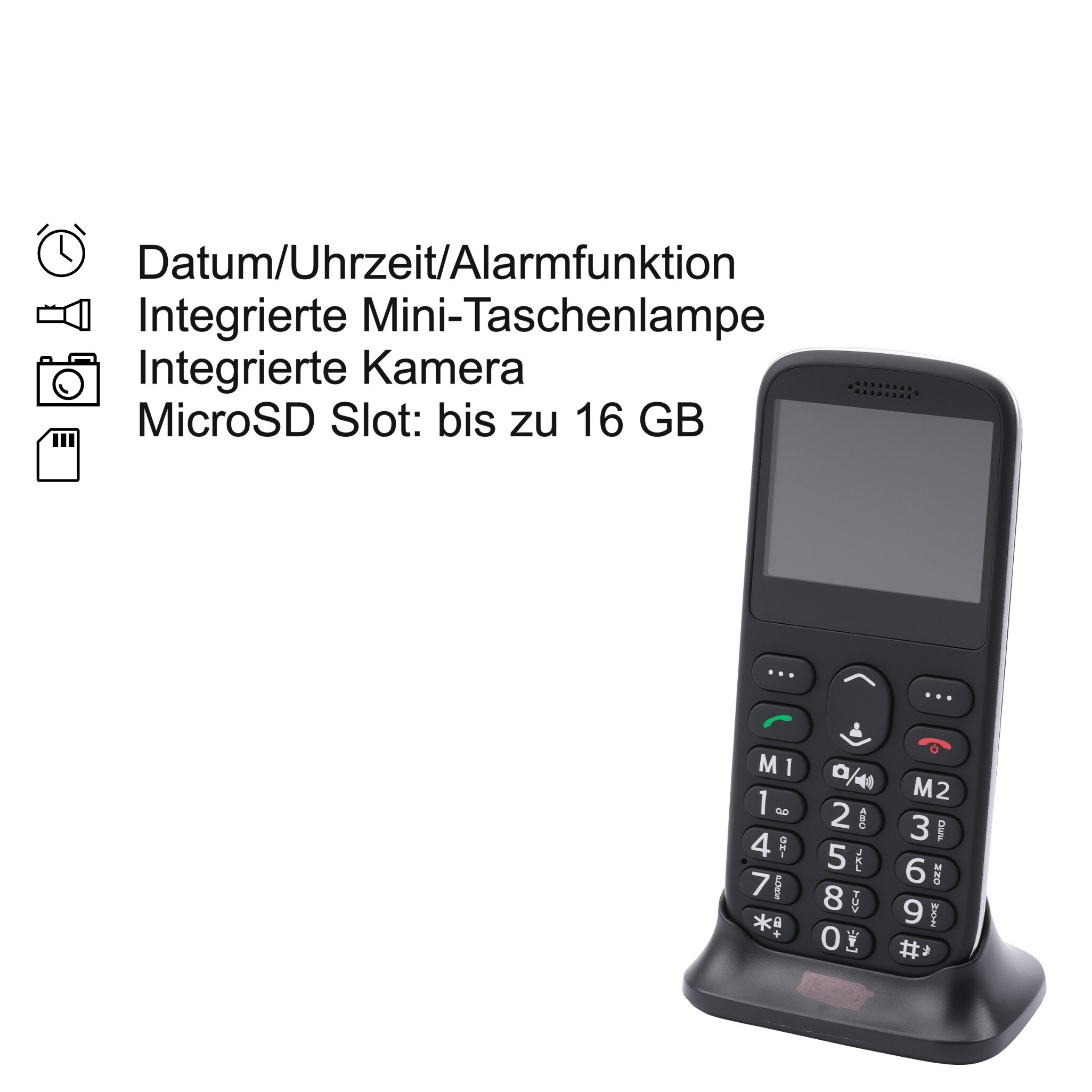 SUN Komfort Senioren Mobiltelefon mit Großtasten und großem Farb-LC-Display schwarz