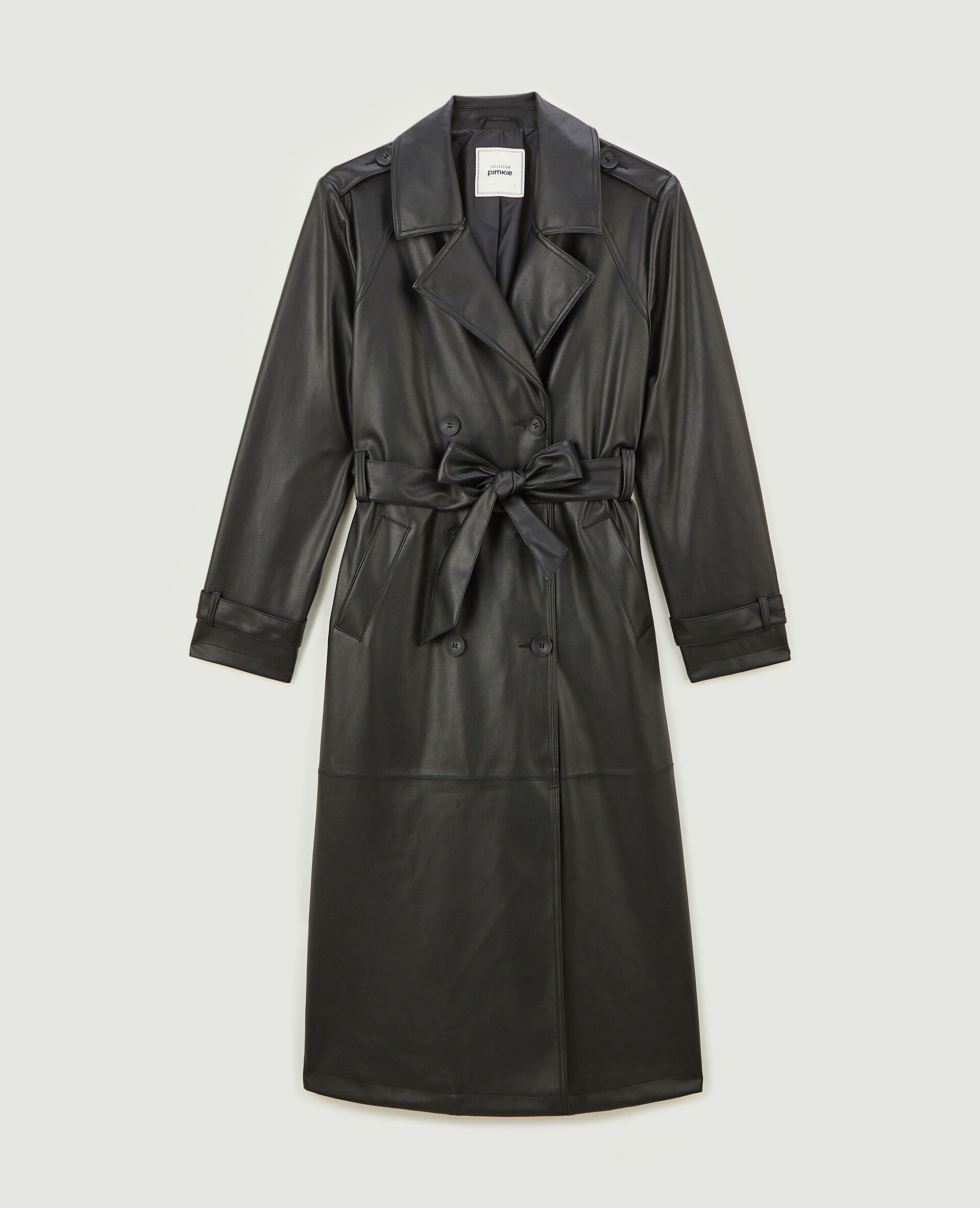 Trench long en simili - Noir