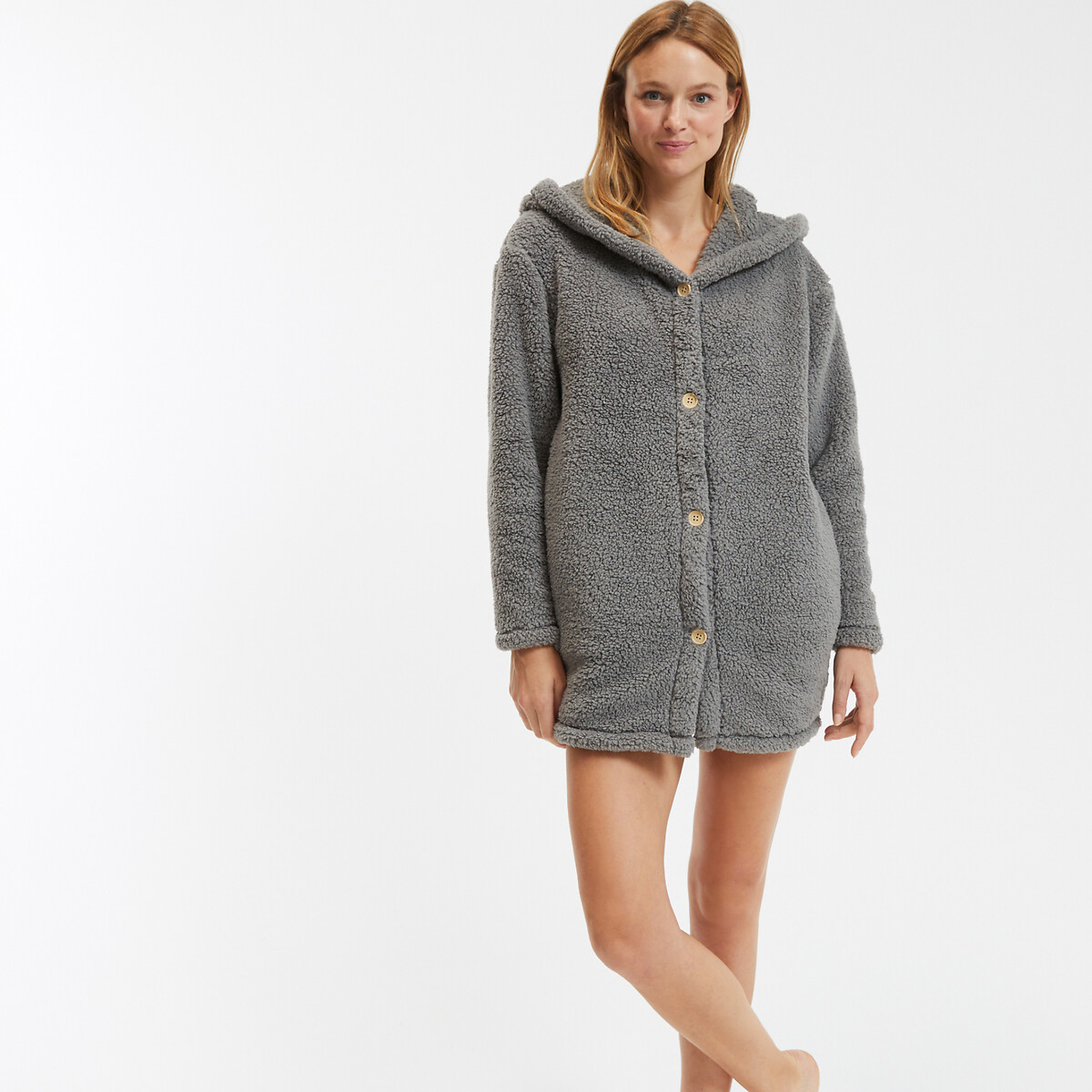 SO'HOME<br>Robe com capuz em malha de lã