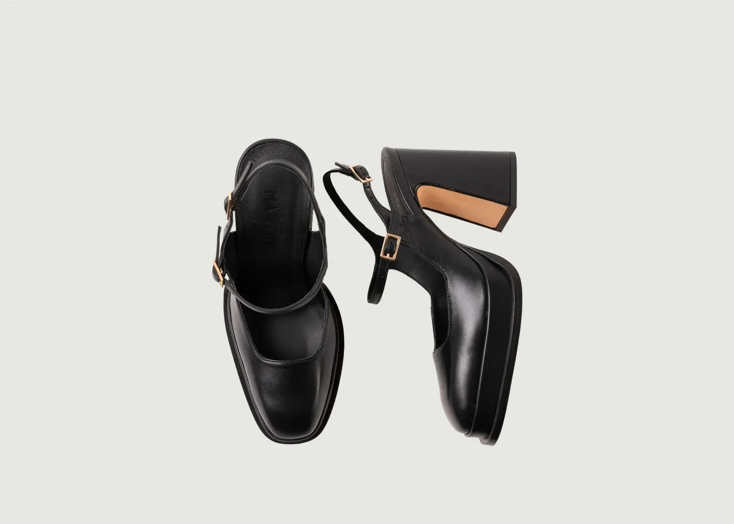 Sandales en cuir à talons et plateforme à bout fermé Claudia Souliers Martinez