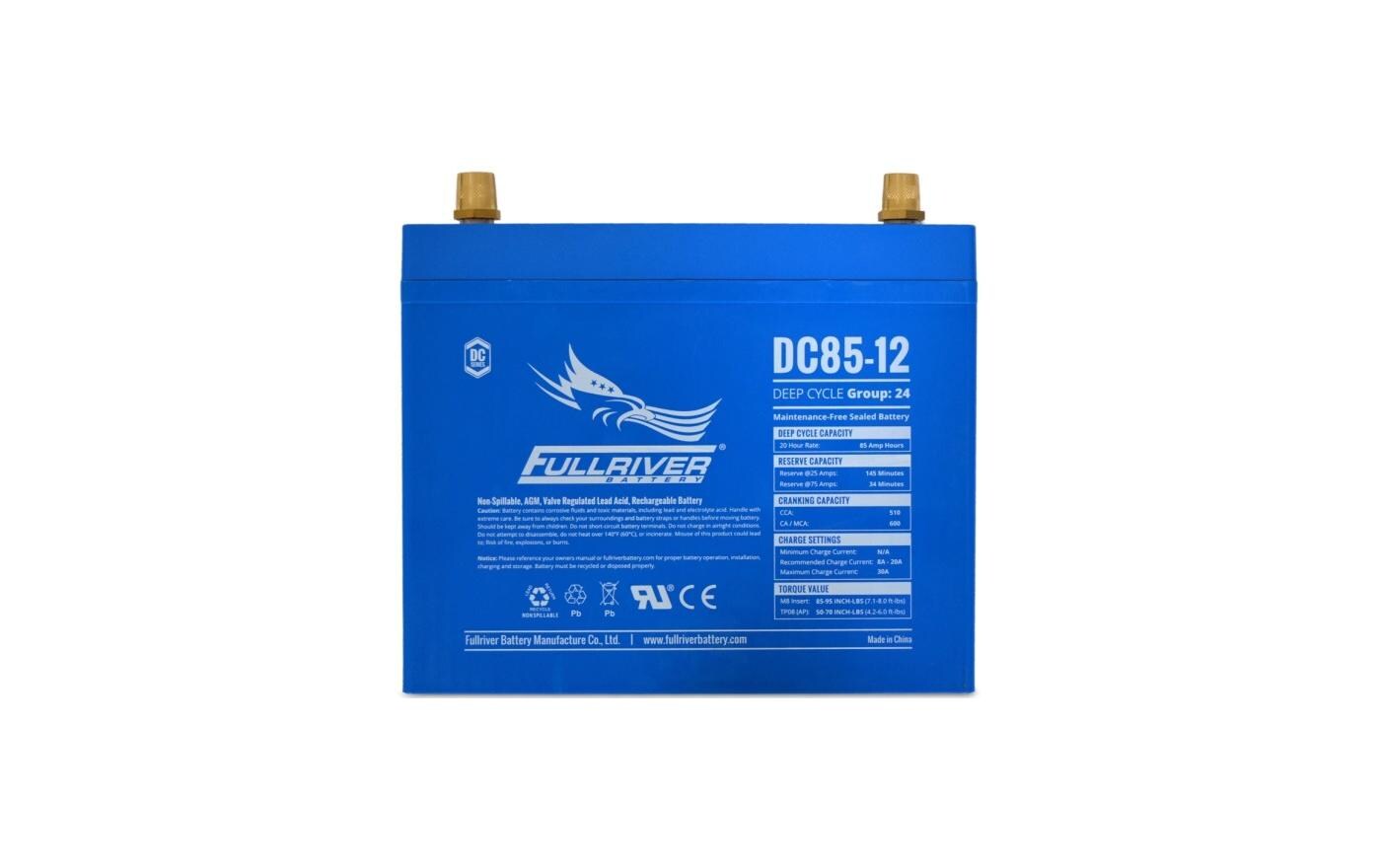 Batterie Deep Cycle 12 V 85Ah 12 V 85Ah<br>AGM Batterie 260 x 169 x 215 mm, 25.1 kg