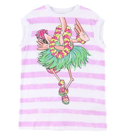 Stella McCartney Kids Kleid - Lila/Weiß gestreift m. Flamingo