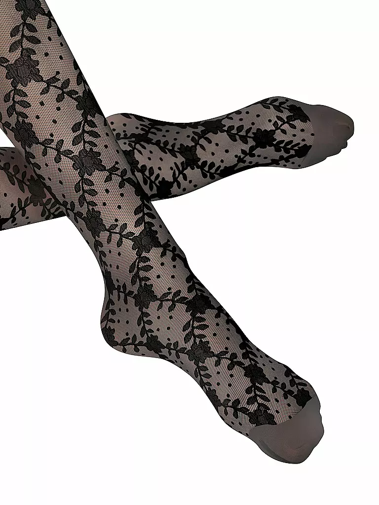 FALKE Damen Feinstrumpfhose FLORAL SHOWER schwarz