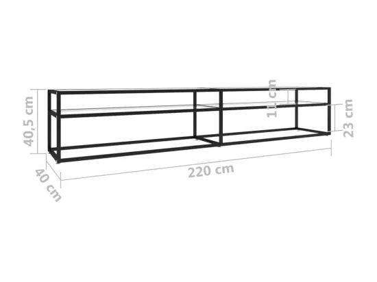 Meuble TV transparent 220x40x40,5 cm verre trempé