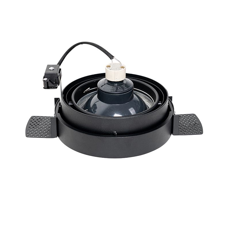 Moderne inbouwspot zwart GU10 AR111 rond trimless - Oneon