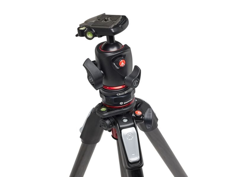 Manfrotto Stativ 055 Carbon 4-Segment 3XPRO Carbon-Magnesium-Stativ mit Kugelkopf