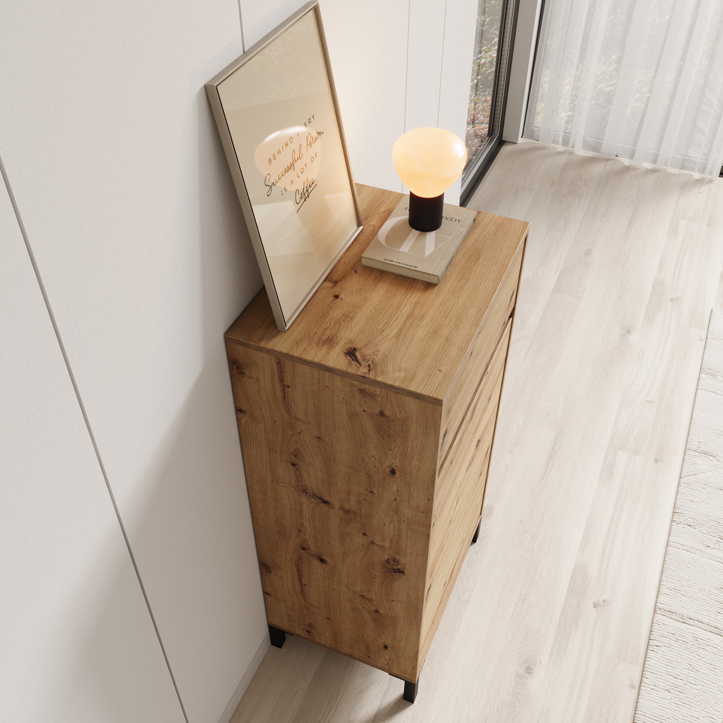 Meubella - Alessa - Schoenenkast - Eiken - 55x40x110 cm