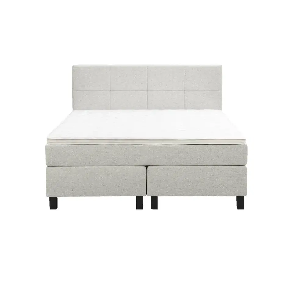 Boxspring Liv geblokt - ecru - 140x200 cm - vierkante poot