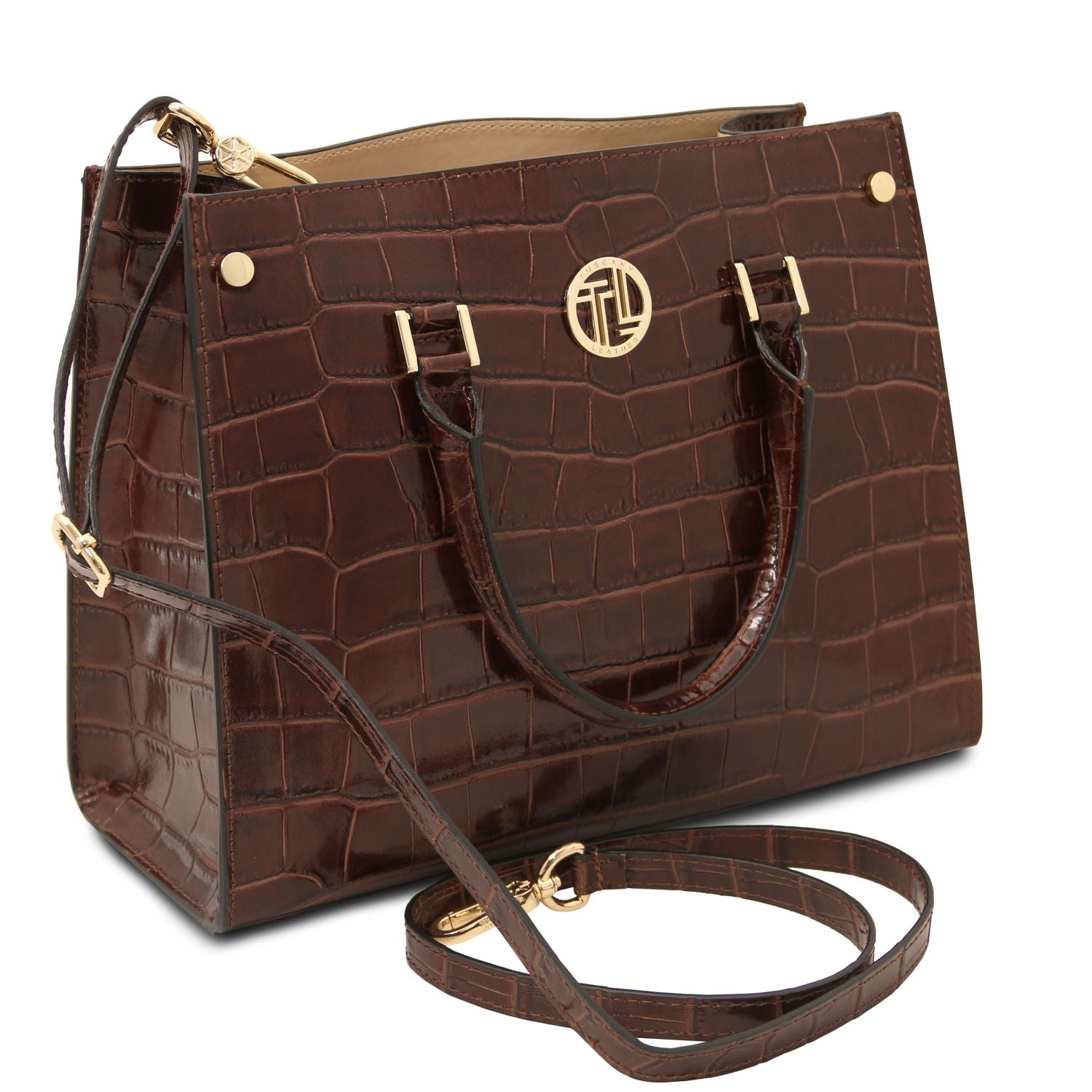 TL142504 – Croque – Croc print leren Handtas
