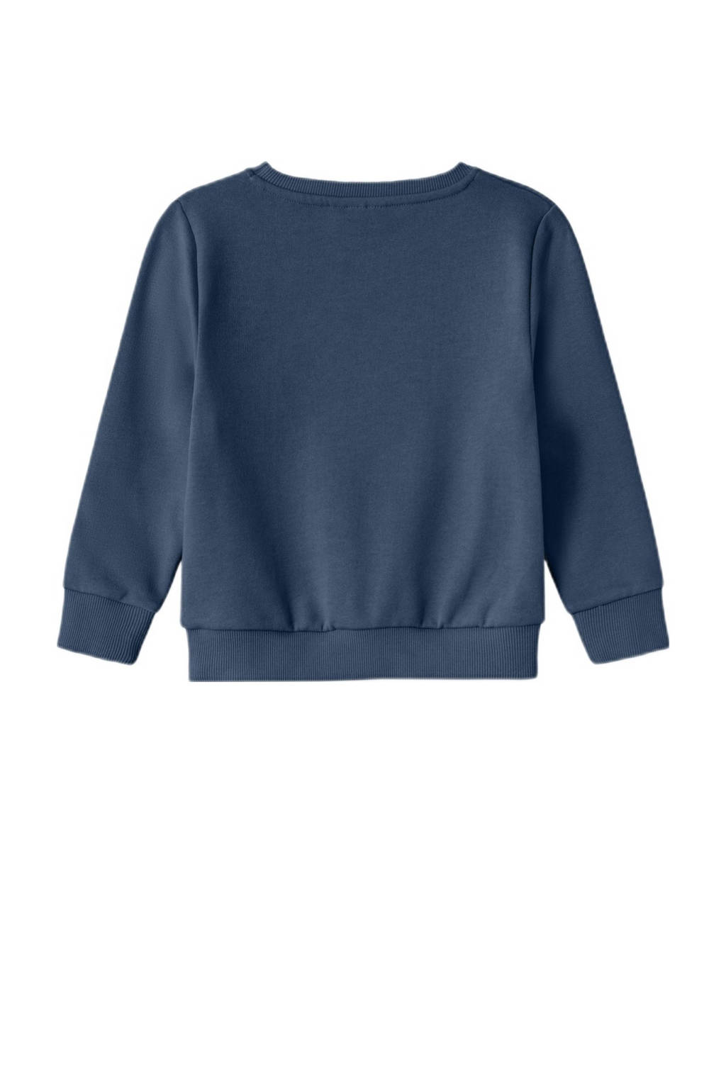 NAME IT sweater NMFKATLA met printopdruk en borduursels donkerblauw