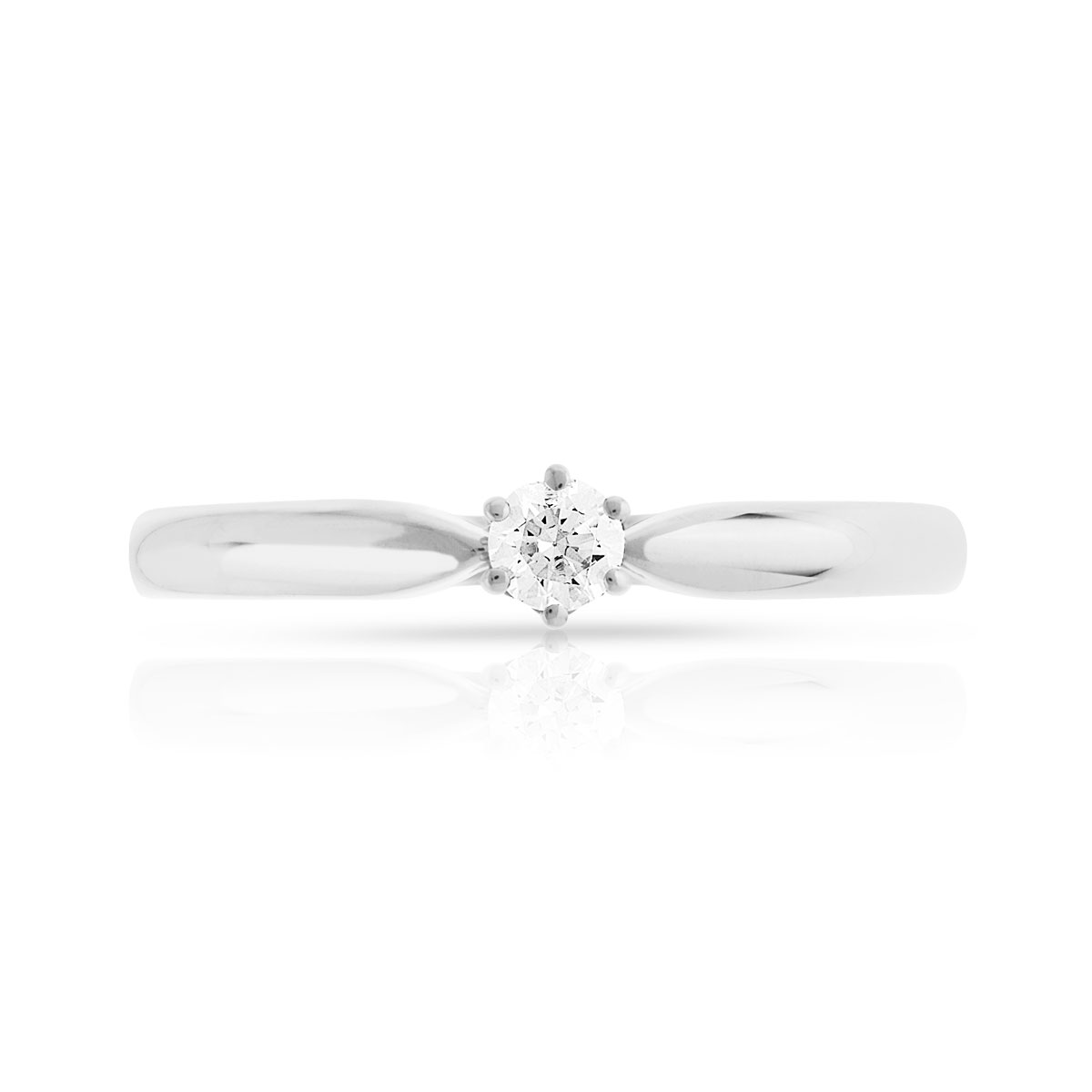 Solitaire or blanc 750 diamant synthétique 0,1 carat