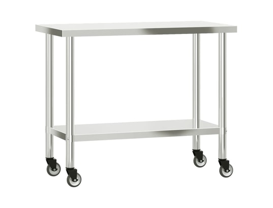 VIDAXL - Mobilier de cuisine Table de travail de cuisine avec étagère 110x55x150 cm inox