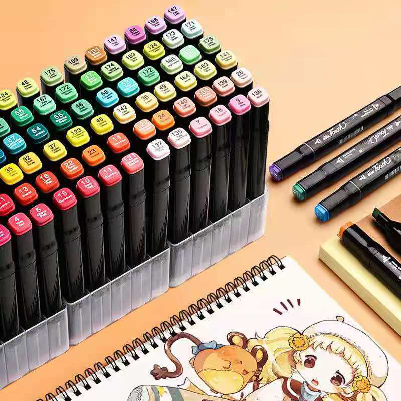 (168er Set) Wasserfeste Acryl Filzstifte Touch Sweet Permanent Marker Doppelspitz Mal Stifte   Tragetasche mit Umhängegurt