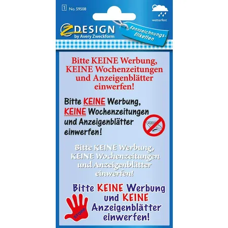 Avery Zweckform Z-Design 59508, Keine Werbung Etiketten, Schriftzug 