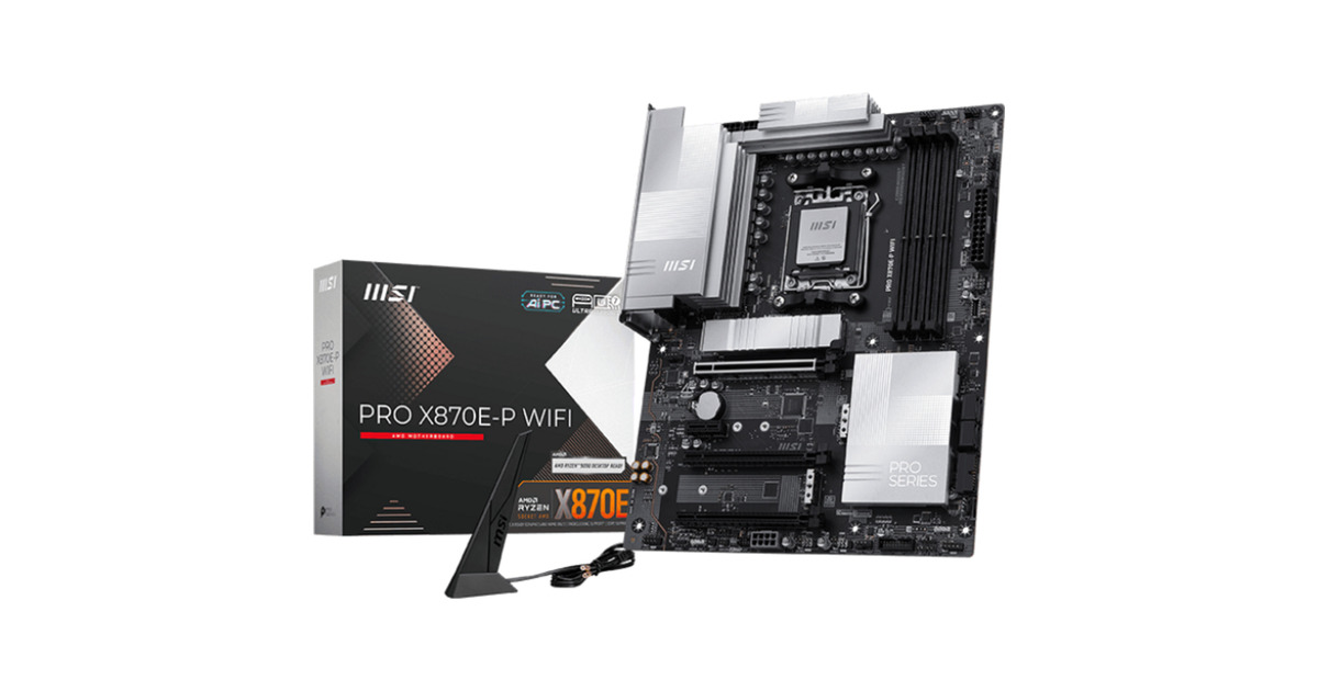 MSIPRO X870E-P WIFI socket AM5 moederbord  (Zwart, RAID, 5Gb-LAN, Wi-Fi 7, BT, Sound, ATX)