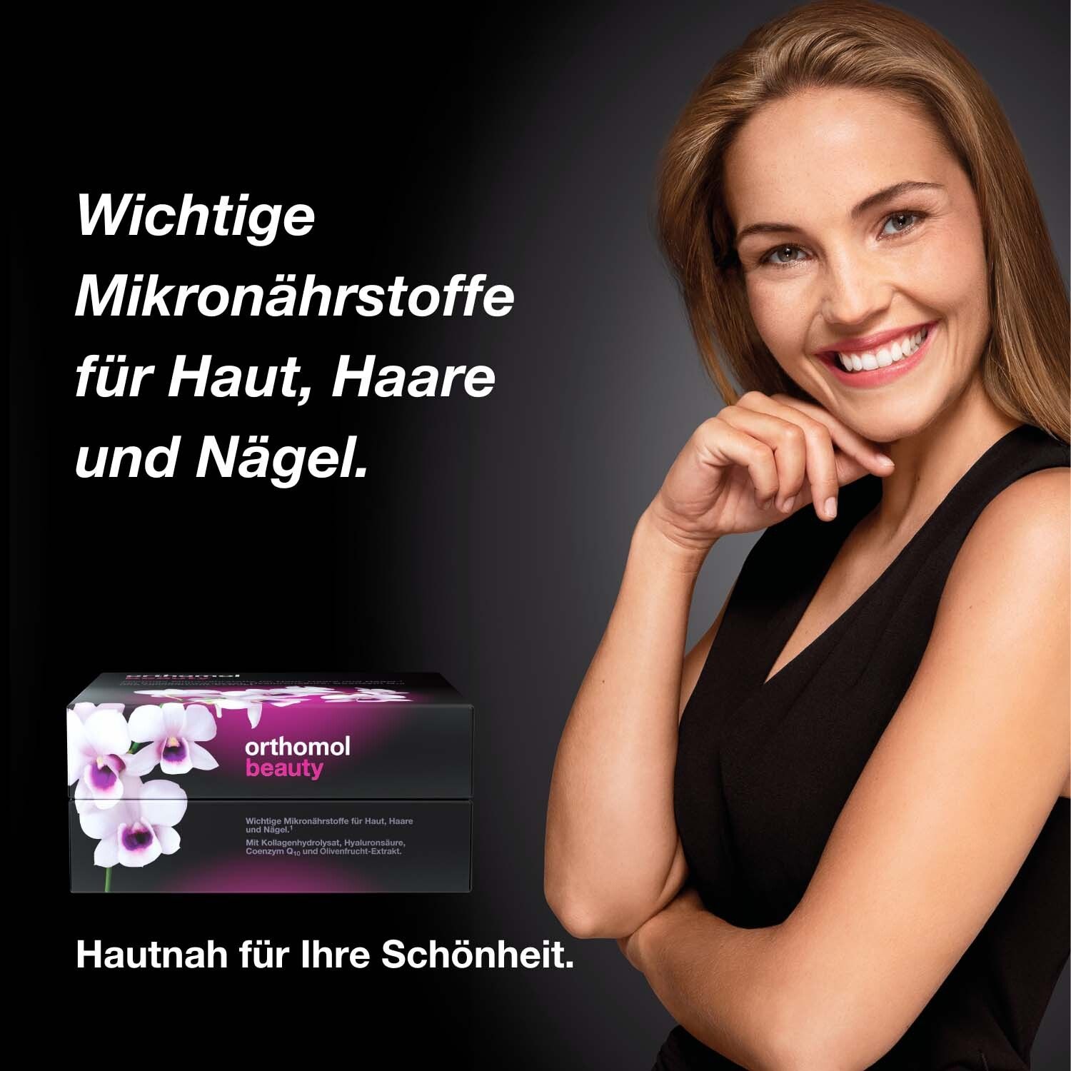 Orthomol Beauty für Frauen - für Haut, Haare und Nägel, mit Hyaluronsäure, Kollagen und Coenzym Q10 - Beauty-Box mit Trinkampullen