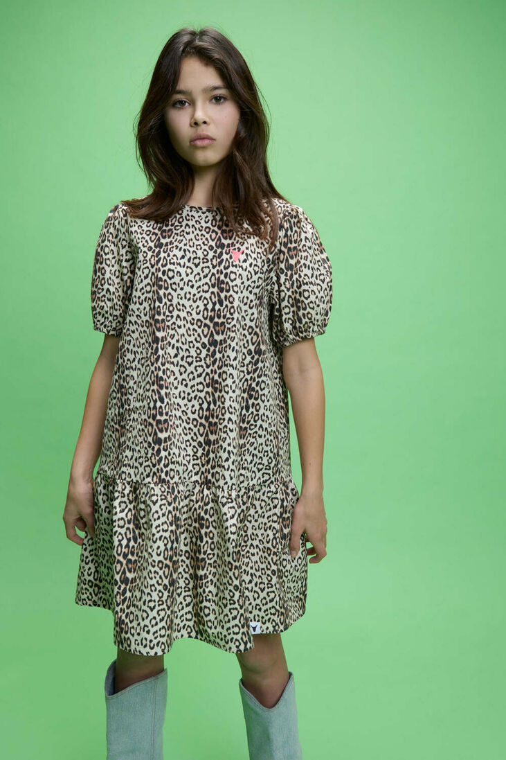 ALIX MINI bruine alix mini mini jurk woven leopard dress