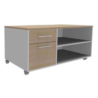 Console mobile INEO JET UP Bureau Vallée - L100 X H63 X P60 cm - 2 tiroirs dont 1 personnalisable en option - Finition imitation Chêne clair