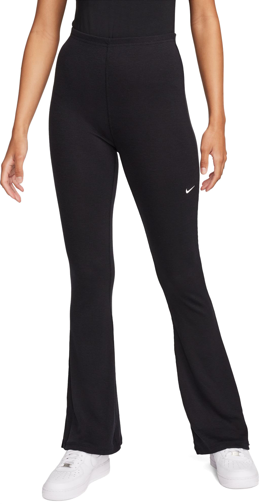 Sportswear Chill Knit Ribbed Flared Leggings Dame 010/Black/Sail