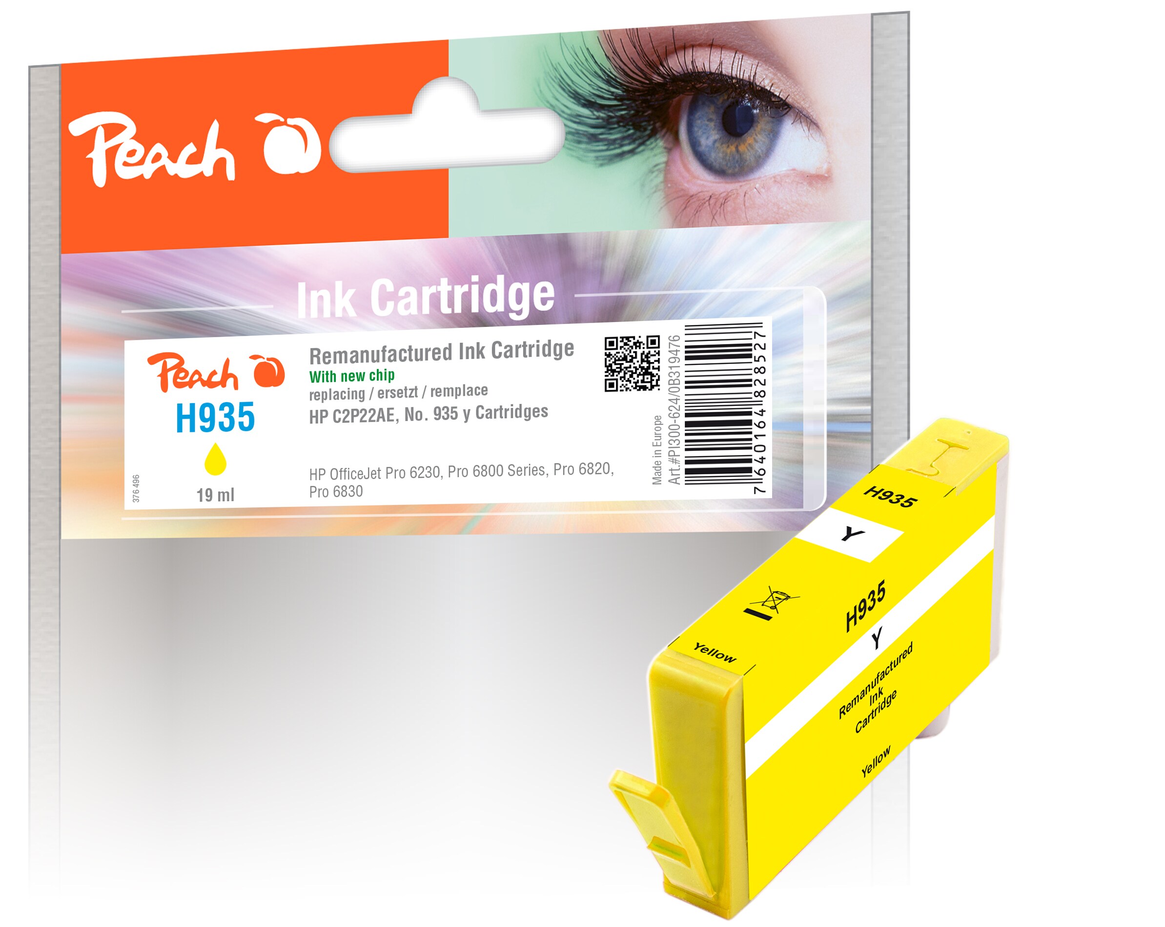 Peach HP 935 y Druckerpatrone ye ersetzt HP No. 935 y, C2P22A für z.B. HP OfficeJet Pro 6230, HP OfficeJet Pro 6830, HP OfficeJet 6815 (wiederaufbereitet)
