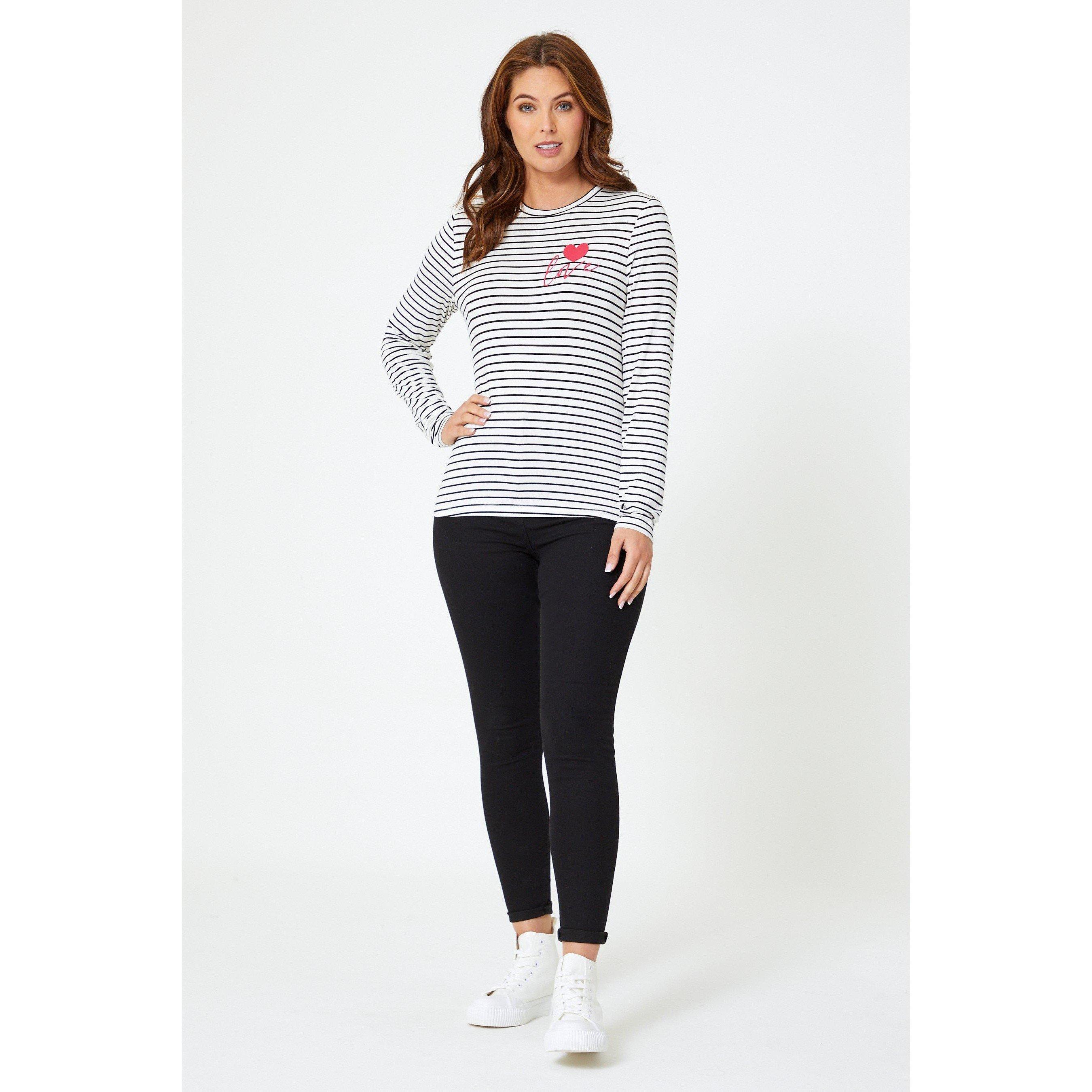 Be You Ladies Long Sleeve Stripe Love T Shirt