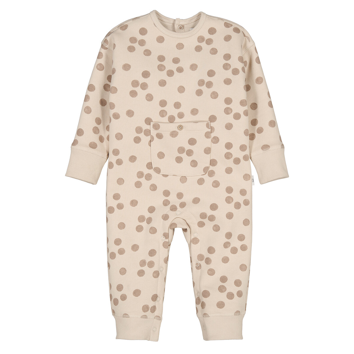 COLEÇÕES LA REDOUTE<br>Macacão longo de flanela com estampa de bolinhas