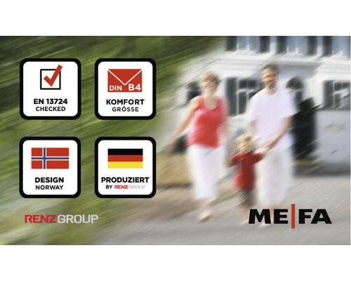 MEFA brievenbus, roestvrij staal/geborsteld, BxHxD 315/540/155 mm, Wave 630, gitzwart RAL 9005, structuurlak en roestvrij staal, frontuitname
