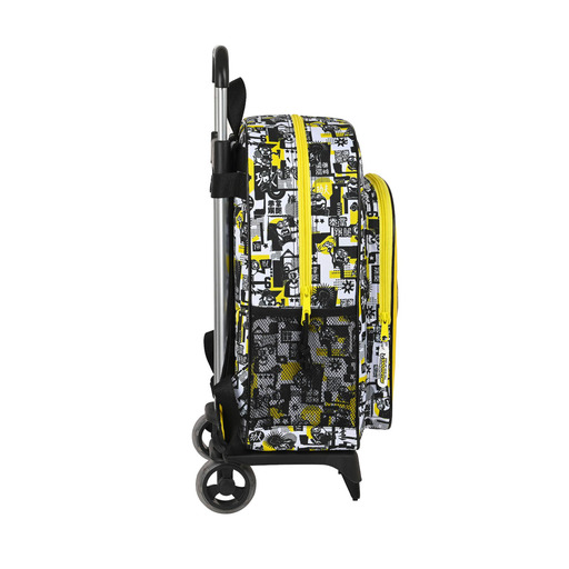 Mochila escolar Safta Minions 905 com rodinhas, 330x140x420 mm, branca/preta/amarela