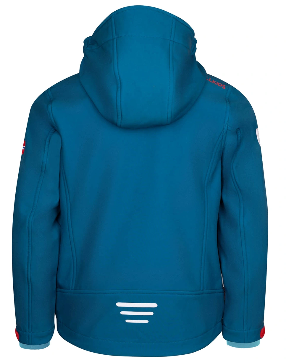 Softshell-JaKids TROLLFJORD in petrol/dolphin blue/spicy red