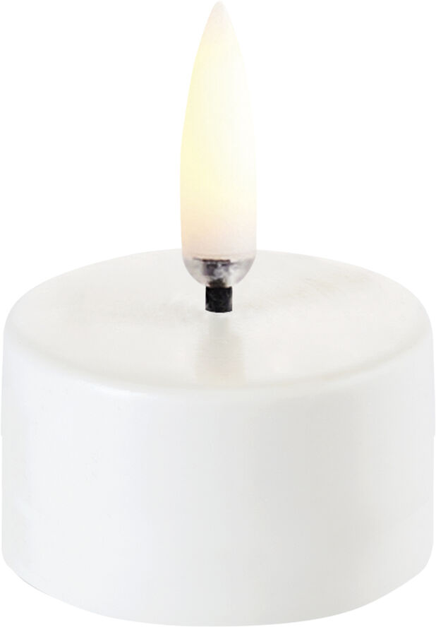 Uyuni LED tealight 400~ battery incl., Nordic white wax, Smooth, 4x2,1 cm White