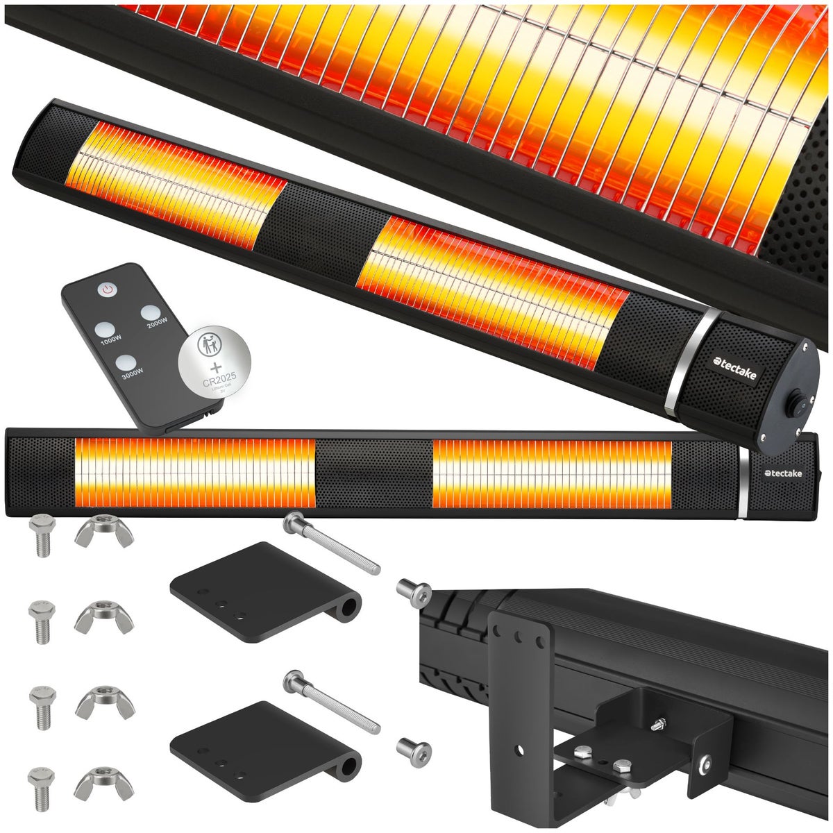 tectake Solaris Horizon infraroodstraler, 3 vermogensniveaus (1000, 2000 en 3000 W), eenvoudige installatie, 95 x 11 x 10,5 cm